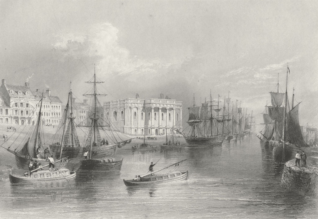 NORFOLK. Quay, Yarmouth. Finden-Bartlett 1842 old antique print picture